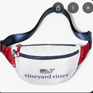 Vineyard Vines white American flag whale logo Fanny pack belt bag NEW!